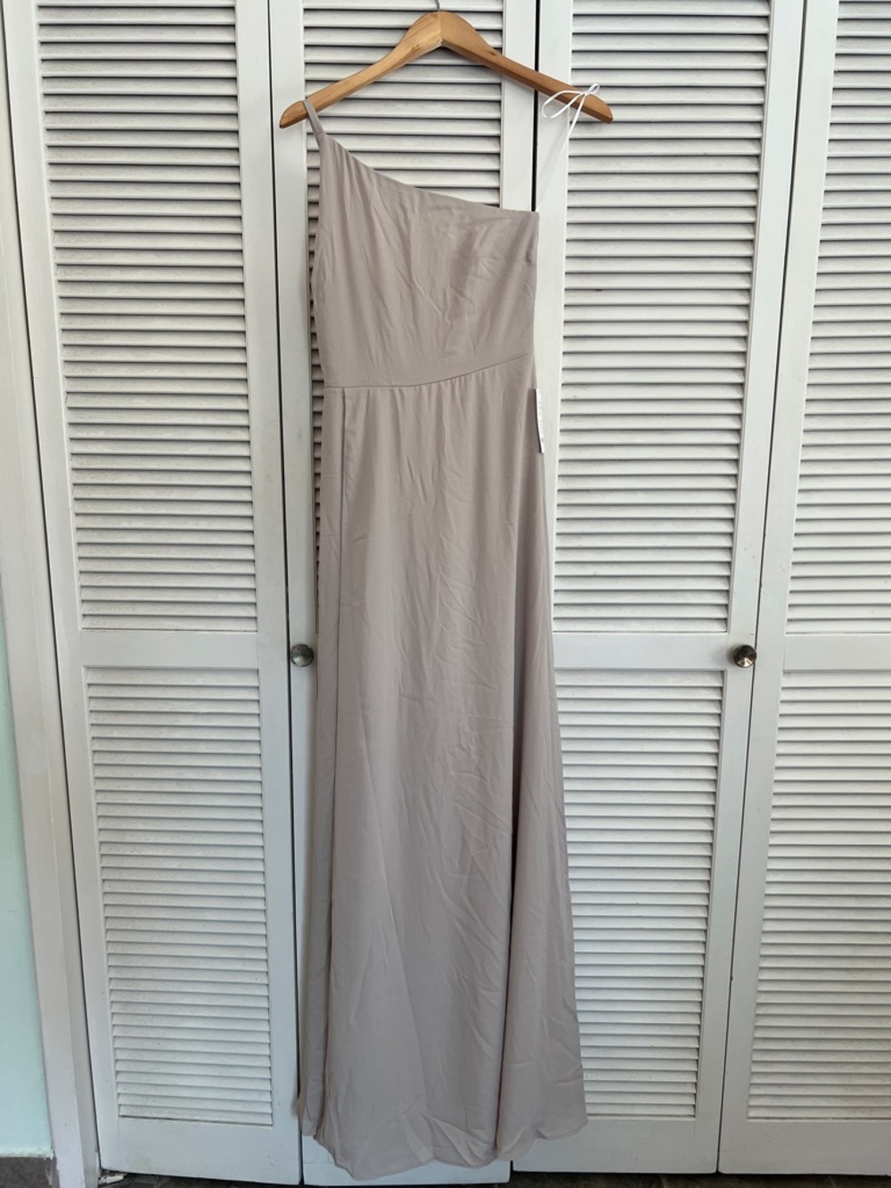 Show Me Your MuMu One-Shoulder Taupe Maxi Dress